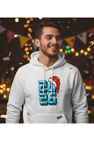 Eritqaa سويت شيرت بقلنسوة بتصميم خاص لعيد الميلاد 2026 باللون الأبيض للجنسين ...