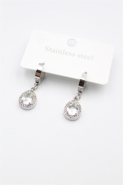 toyigoo Drop Stone Earrings - Silver