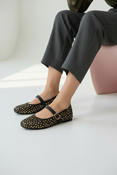 Pazzyonez Balerini de damă Nova, negri, aurii, cu paiete, cu cataramă cu paie...