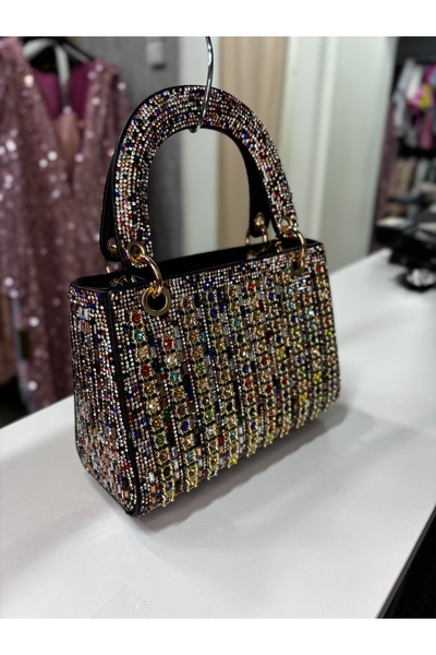 CATALEYA Elegant women's bag with multi-colored rhinestones - evening clutch ...