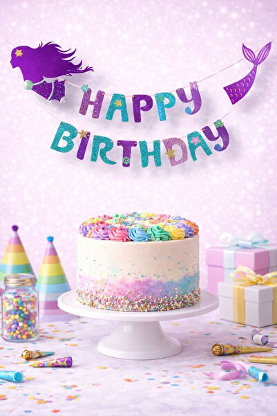 Baloncu Dede Deniz Kızı Temalı Happy Birthday Kaligrafi Banner – Çocuk Doğum ...