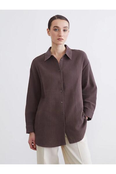 LC Waikiki Кафява муселинна дамска риза туника (S6)