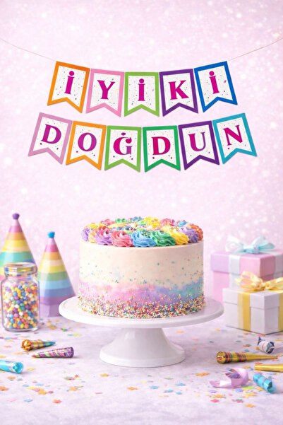 Baloncu Dede Πολύχρωμο χαρτοκιβώτιο Χρόνια Πολλά Στολίδια για τα γενέθλια Δια...