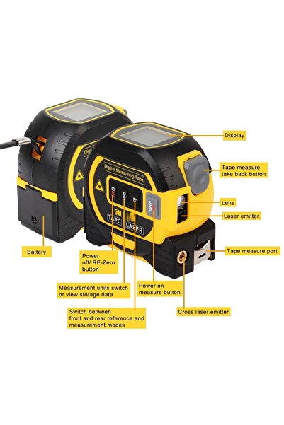 Lsc Ruleta Multifunctionala Cu Laser 3 in 1, Digitala, Smart,LSC , Telemetru Afisaj LCD, Masurare 60M