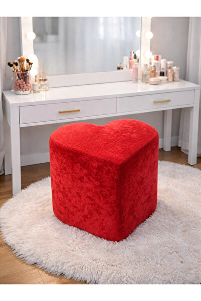 İMZA CRAFT Kalpli Makyaj Ayna Önü Puf - Kadife Kumaş