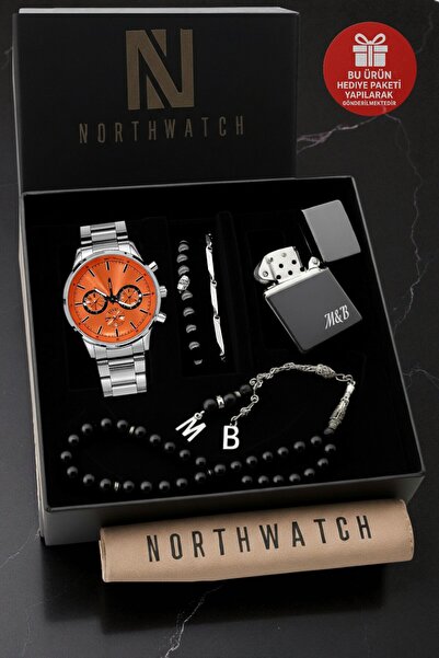 Northwatch Kişiye Özel Erkek Saat Bileklik Seti – Siyah Tasarım Sevgililer Gü...