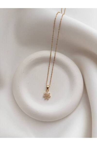 Minne Jewelry-Accessory Çiçek Motifli Çelik Kolye - Çelik Zincir Kolye - Zirk...