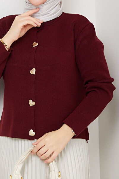 RFK Butik Women's Skirt Top Gold Heart Button Detailed Knitwear Cardigan - Bu...