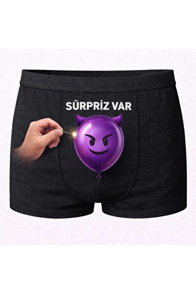 Onudabunuda Baskılı Erkek Boxer Sevgililer Günü Temalı Balon Desenli Komik Mi...