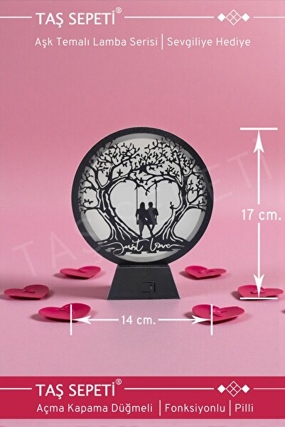 TAŞ SEPETİ Sevgililer Günü Hediyesi Kalp Şeklinde Ağaç ve Salıncakta Aşıklar ...
