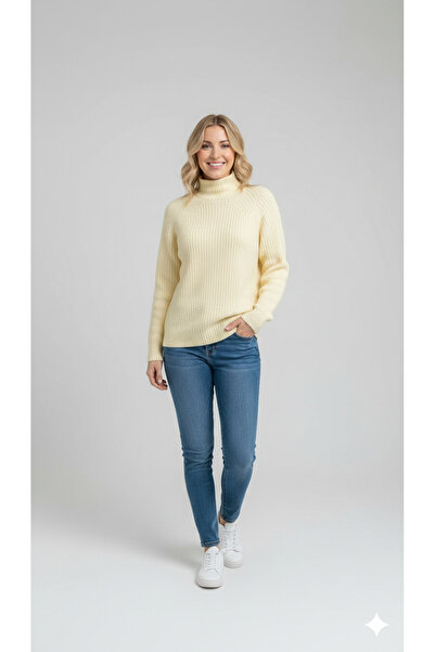 FİFTY ONE Reglan Sleeve Corded Fabric Half Fisherman Basic Knitwear Sweater