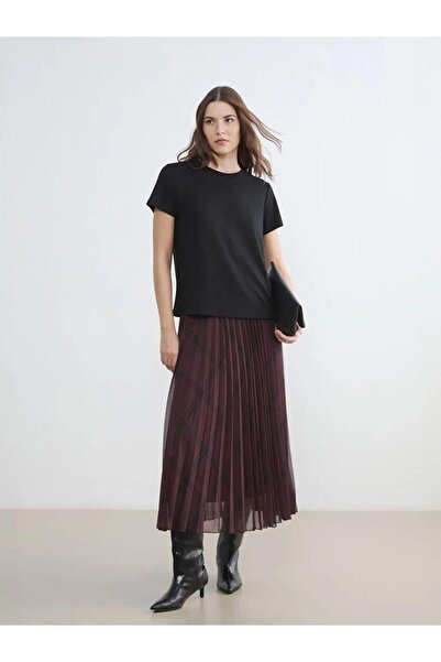 LC Waikiki Бордова спідниця з гумкою та картатим візерунком (S6)