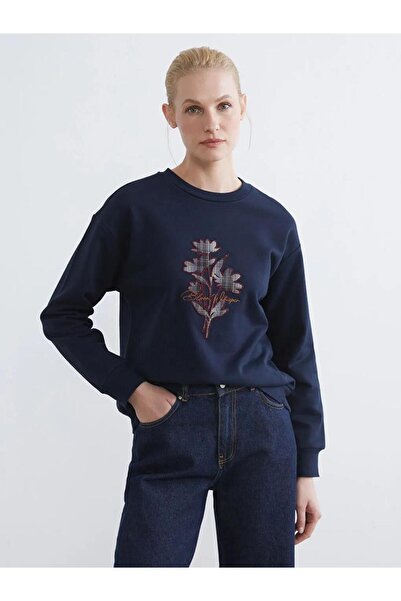 LC Waikiki Дамска дебела блуза с яка и флорален дизайн (S6)