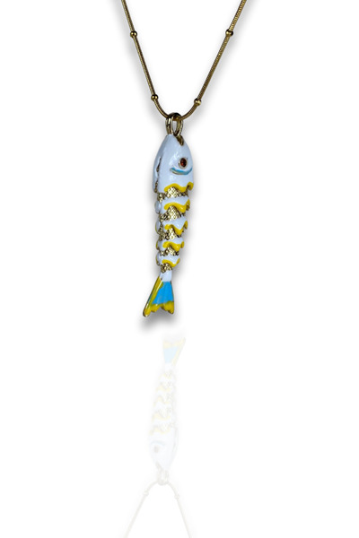 Brethils Colorful Enamel Fish Pendant Stainless Steel Necklace Sent in Gift B...