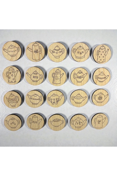 Pelince Dekoratif Mıknatıslı Ahşap Görünümlü Magnet 20'li Set | Ponçik Demlik...