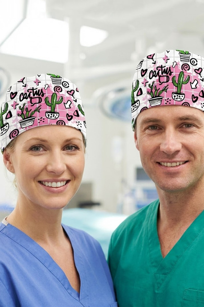 Lion Üniforma Kaktüs Çizgili Desenli Unisex Cerrahi Bone Hemşire ve Doktor Bone