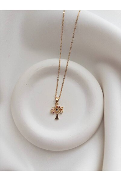 Minne Jewelry-Accessory Çelik Zincir Hayat Ağacı Kolye - Çelik Zincir Kolye -...