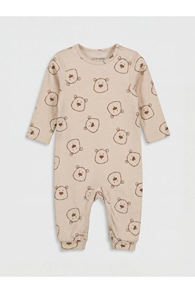 LC Waikiki بذلة أطفال أولادي مطبوع بأكمام طويلة وياقة دائرية باللون البيج (S6)