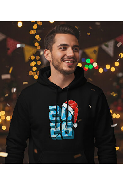 Eritqaa سويت شيرت بقلنسوة بتصميم خاص لعيد الميلاد 2026 باللون الأسود للجنسين ...