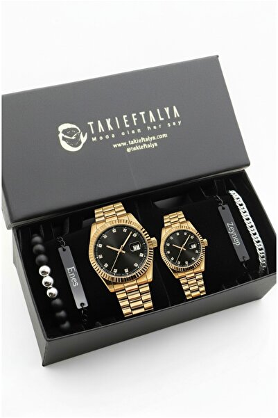 Northwatch Kişiye Özel Çift Saat ve İsimli Bileklik Seti – Sevgililer Günü He...