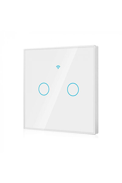 Rovo Smart Touch Switch FN2C, 2 Channels, Tempered Glass, Tuya, Life Smart, R...