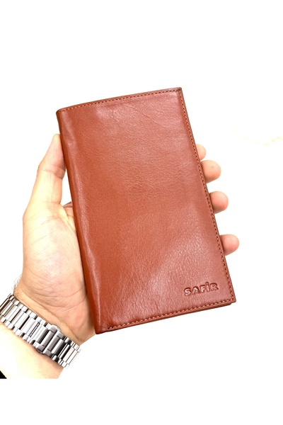 SAFİR DERİ Hakiki Deri Erkek Cüzdan Büyük Boy | Çeklik Tipi Uzun Dikey | Ferm...