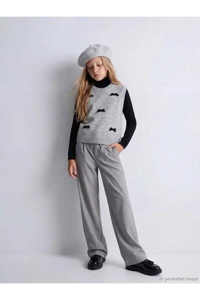 LC Waikiki Сиви широки панталони с плисета за момичета (S6)