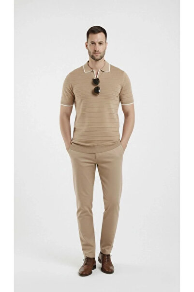 BLACK MODBLACK Ekk Men's Tricot Fabric Collar Buttonless Open Collar Terry Sh...