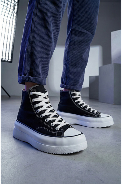 ELİTE STEP High quality thick soled long ankle linen sneaker sports shoes