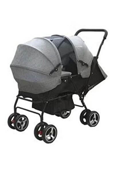 Fun Moment Lightweight and Foldable Twin Stroller - Gray