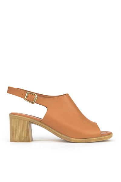 Ziya , Women's Genuine Leather Heeled Sandals 1611020Z2212 Tan