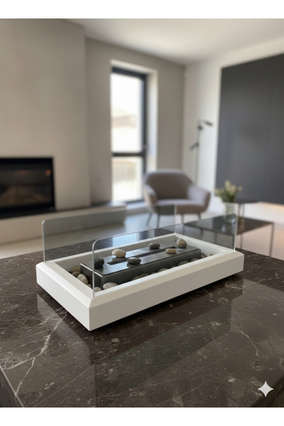 VEO STORE Dekoratif Ahşap Masaüstü Bioethanol Şömine – İssiz, Dumansız Gerçek...