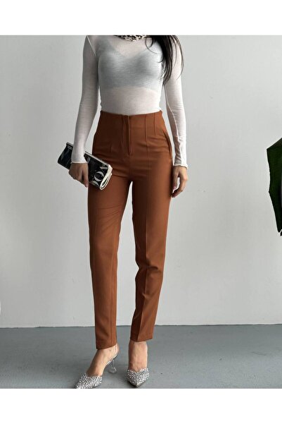 moda çağdaş Pantaloni casual de damă cu detalii din pliuri Çimalı