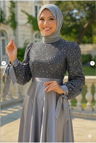 Modarana Pul Detaylı Saten Abiye 5670END900