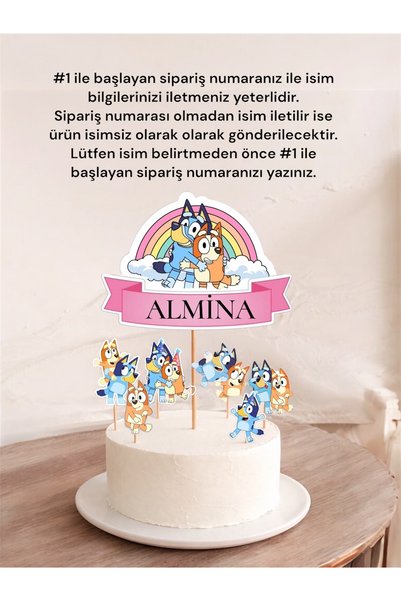 Sinem Gift Bluey Konseptli Pasta Süsü - Bluey Doğum Günü Pasta Süsü - Bluey K...