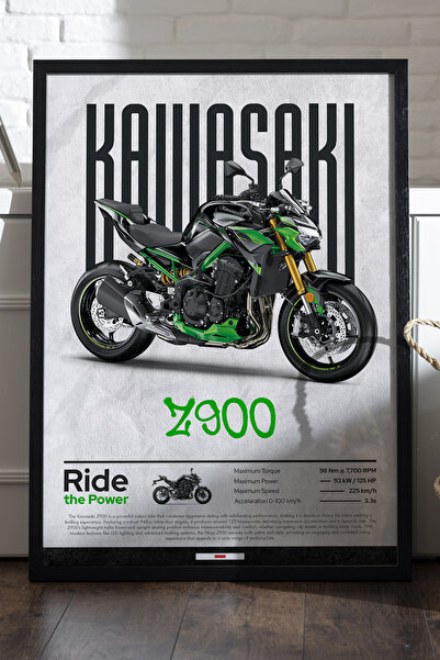 Duvarda Αφίσα Kawasaki Z900 με μαύρο ξύλινο πλαίσιο, διακοσμητικός πίνακας το...
