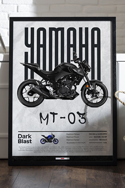 Duvarda Poster cu cadru din lemn negru Yamaha MT-03, pictură decorativă de pe...
