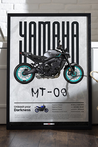 Duvarda Poster cu cadru din lemn negru Yamaha MT-09, pictură decorativă de pe...