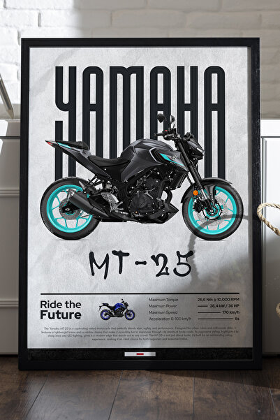 Duvarda Poster cu cadru din lemn negru Yamaha MT-25, pictură decorativă de pe...