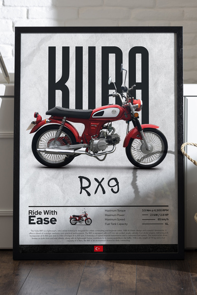 Duvarda Poster cu ramă din lemn negru Kuba RX 9, pictură decorativă de perete...