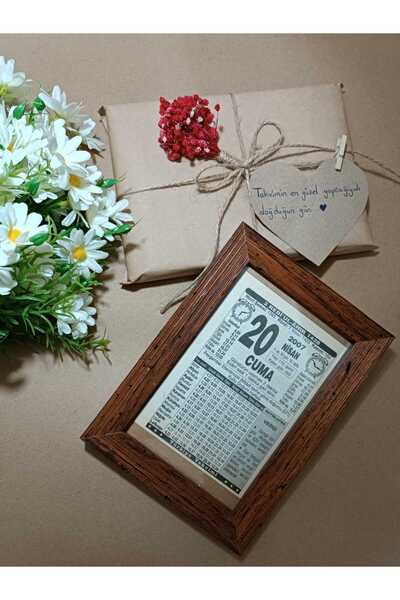 TAKVİM Orjinal Yaprağı Çerçeveli Hediye Paketli