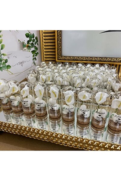 Siyah Lale Nikah Şekeri Cam Fanus Kardelen Çiçek ve Fıstık Şekerli Nikah, Söz...