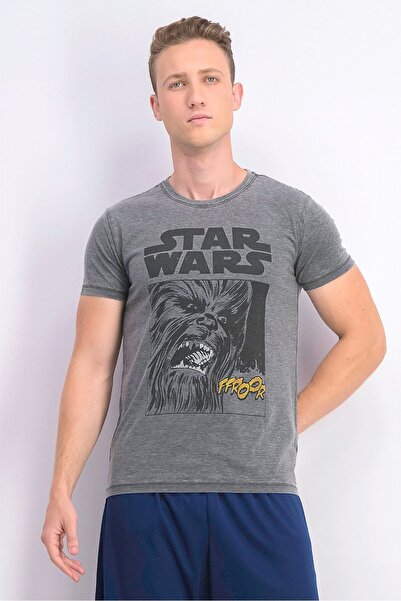 Star Wars Men the Empire Strikes Back Classic Chewie Print T-shirt, Grey