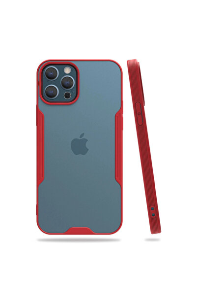 Najmaddin جراب آيفون 12 برو ماكس سيليكون بلاتينيوم - أحمر