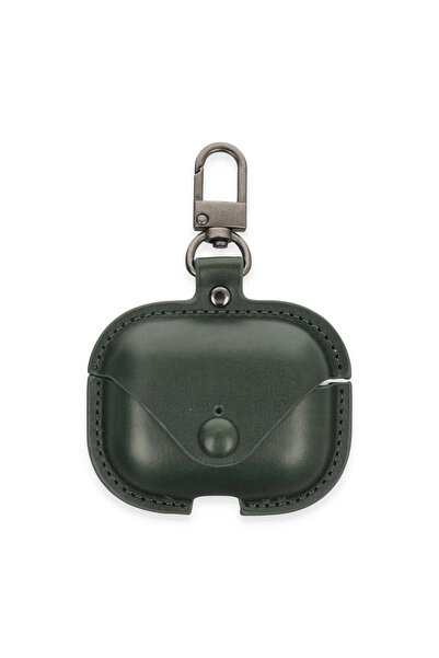 AL - KAR TİCARET حافظة جلدية لجهاز Airpods 3 (الجيل الثالث) - أخضر كاكي