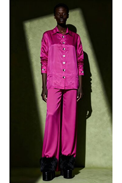 Bashaques Pembe %100 Lotus İpeği gömlek