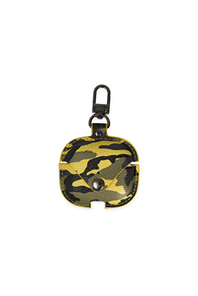 AL - KAR TİCARET حقيبة Airpods 3 (الجيل الثالث) حافظة جلدية مموهة - أصفر