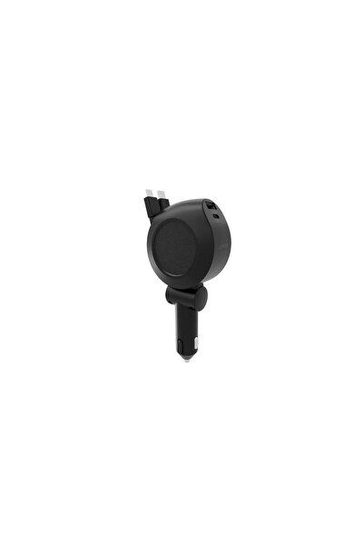 Levelo Orbis 4-in-1 88W Car Charger with Dual Retractable Cables & Saffiano L...