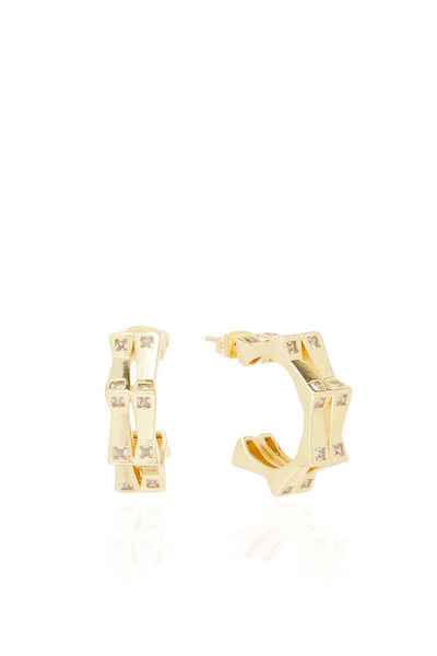 Network Gold Taşlı Kadın Halka Küpe