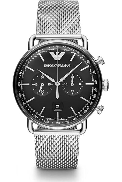 Emporio Armani Men's Black Dial Stainless Steel Analog Watch - AR11104